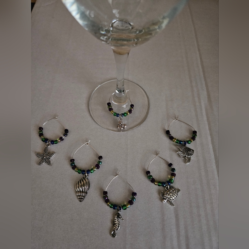 Handmade 6 piece wine charm sets